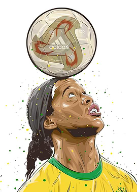 Ronaldinho balancing soccer ball on head