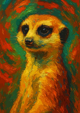 Meerkat Painting with Colorful Background