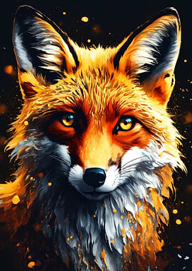 Fox Portrait with Golden Eyes