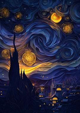 Starry Night Paper cut