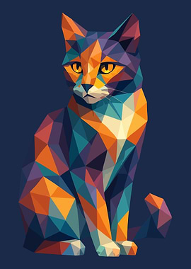 Geometric Cat Portrait