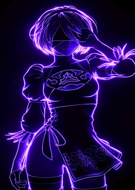 2B Nier Automata Neon Portrait