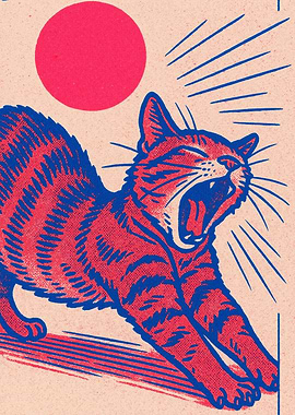 Stretching Cat Art Print
