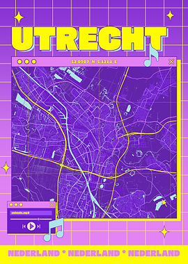 Utrecht Map Art - Retro Style