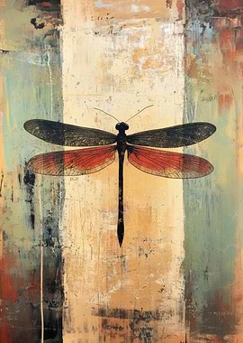 Dragonfly Painting on Textured Background | Boho wall decor