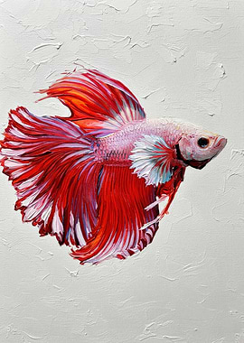 Red Betta Fish Painting