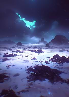 Ethereal Landscape with Mountains and Clouds