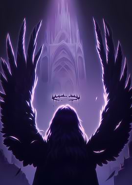 Dark Angel with Crown and Wings