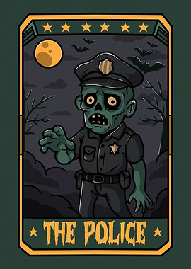 Zombie Police Cartoon Illustration