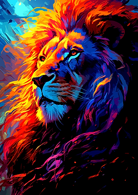 Colorful Lion Portrait