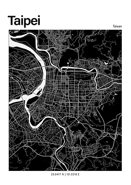 Taipei Black and White Map