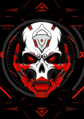 original Cyberpunk Skull with Red Accents