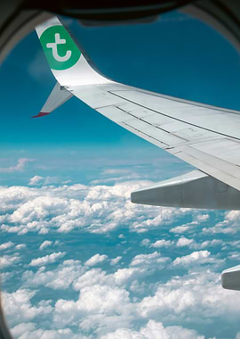 Transavia airplane Wing View from Window