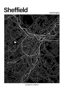 Sheffield Black and White Map