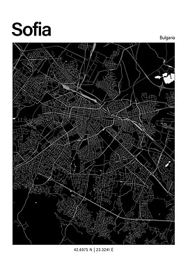 Sofia Black and White Map