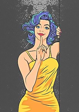 Pop Art Woman with Shushing Gesture