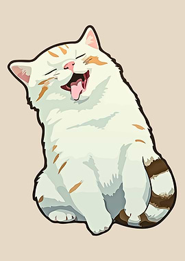 Laughing Cartoon Cat Illustration