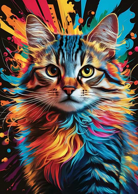 Colorful Cat Portrait