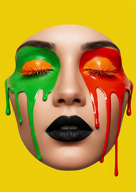 Colorful Paint Drip Beauty Portrait