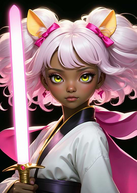 Anime Girl with Glowing Sword