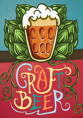 Craft Beer Illustration with Hops