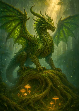 Green Dragon in Enchanted Forest