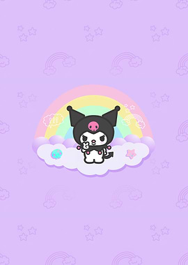 kuromi on a rainbow cloud