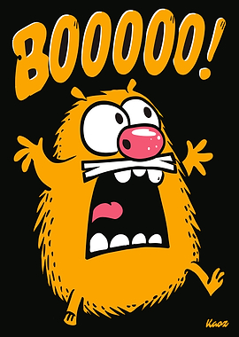 Cartoon Monster Hamster Shouting BOOOOO!