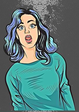 Surprised Woman Pop Art Illustration