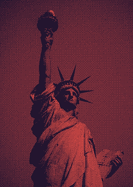 Statue of Liberty - Red Retro Effect