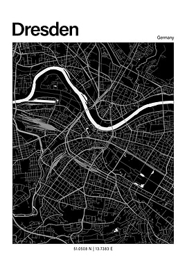 Dresden Black and White Map