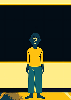 Person with Question Mark on Face