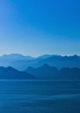 Blue Mountain and Sea Landscape