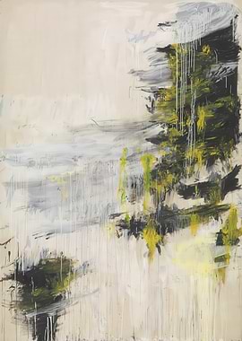 Abstract Landscape Painting with Green and Black, cy twombly paintings