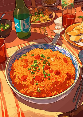 Vibrant Food Feast Illustration