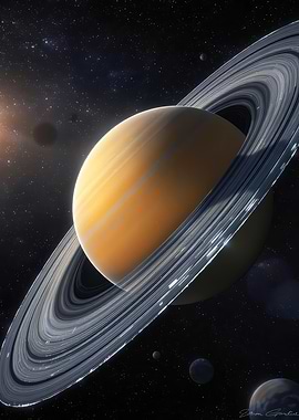 Saturn planet with rings in space