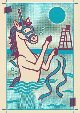 Horse Snorkeling at the Beach