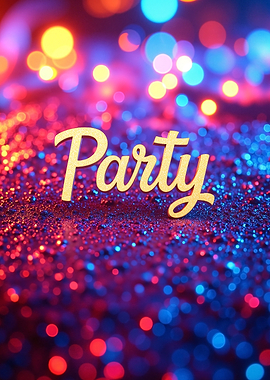 Party Text with Bokeh Background