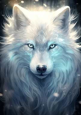 Majestic White Wolf Portrait