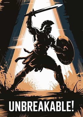 Unbreakable Warrior with Sword and Shield