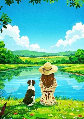 Girl and Dog Lake