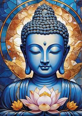 Blue Buddha with Lotus Flower