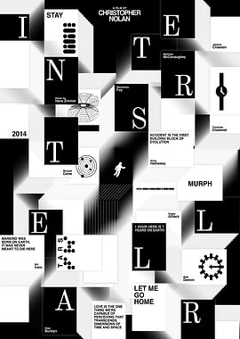 Interstellar Movie Poster Black and White