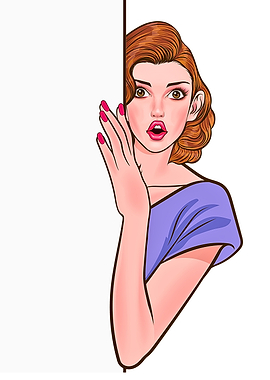 Surprised Woman Peeking Around Corner