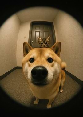 Dog and Cat Doorway View