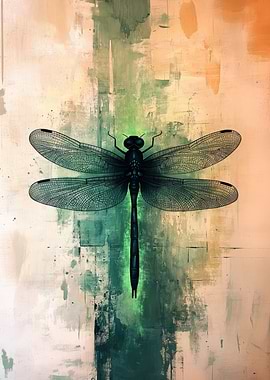 Dragonfly Art on Textured Background | Abstract Nature-Inspired Wall Art