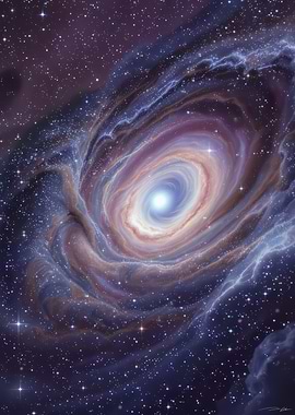 Swirling Galaxy with Starry Background