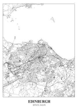 Edinburgh City Map - Detailed Black Lines