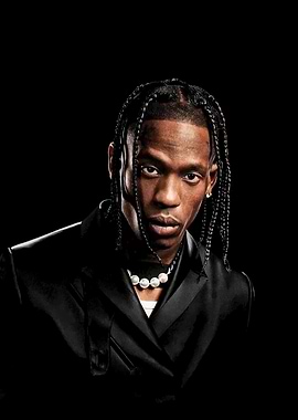 Travis Scott Portrait in Black Suit