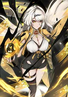 Girl with Golden Energy Ball